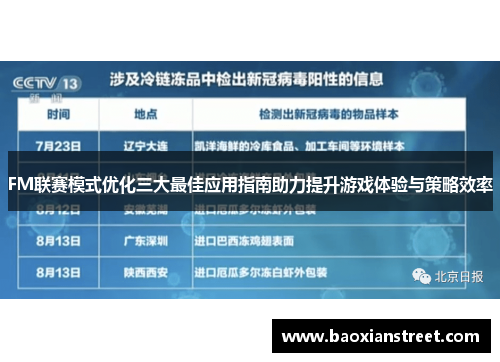 FM联赛模式优化三大最佳应用指南助力提升游戏体验与策略效率 FM联赛模式优化三大最佳应用指南助力提升游戏体验与策略效率