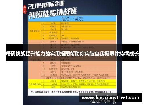 每周挑战提升能力的实用指南帮助你突破自我极限并持续成长 每周挑战提升能力的实用指南帮助你突破自我极限并持续成长
